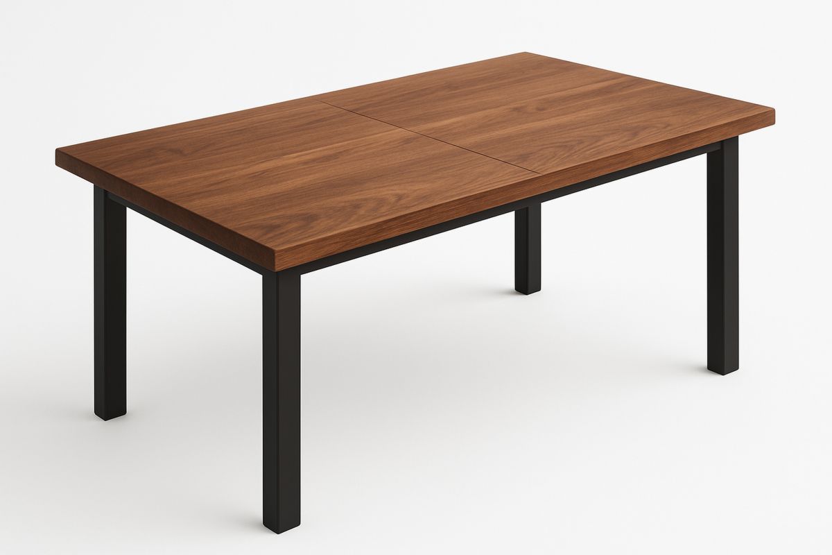 Holztisch rechteckig Walnussfurnier mit Metallrahmen 180 cm x 90 cm x 75 cm-Lumidomusvivo