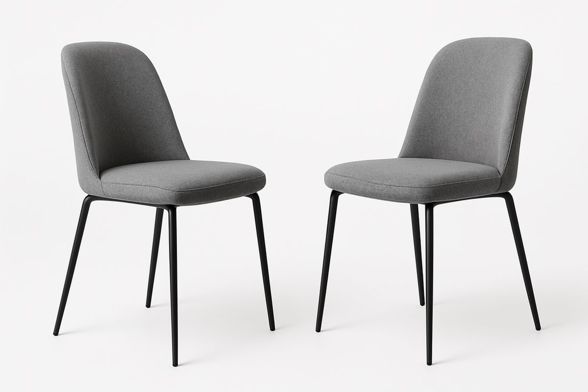2er Set Esszimmerstuhl Stoffbezug Metallbeine Grau-Lumidomusvivo