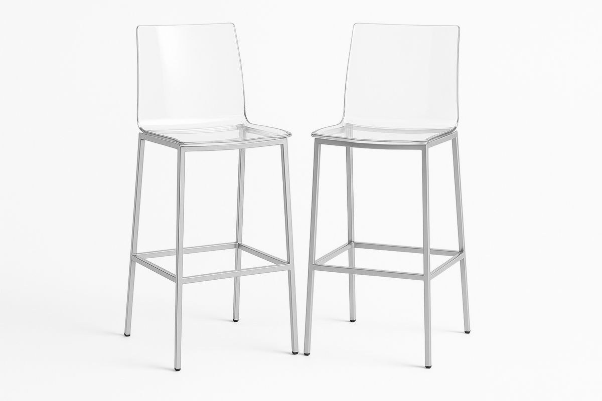 Set aus 2 Barhockern aus Acryl und Metall-Lumidomusvivo