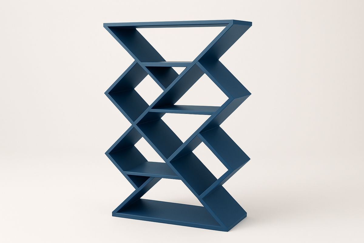 Regal Zickzackform Blau MDF-Holz 180x90x30cm-Lumidomusvivo