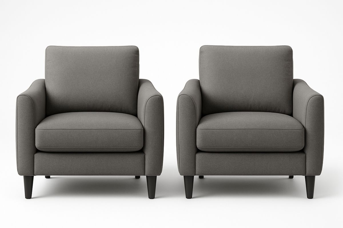 2-teiliges Set Sessel, Holzrahmen, Stoffbezug, Dunkelgrau-Lumidomusvivo