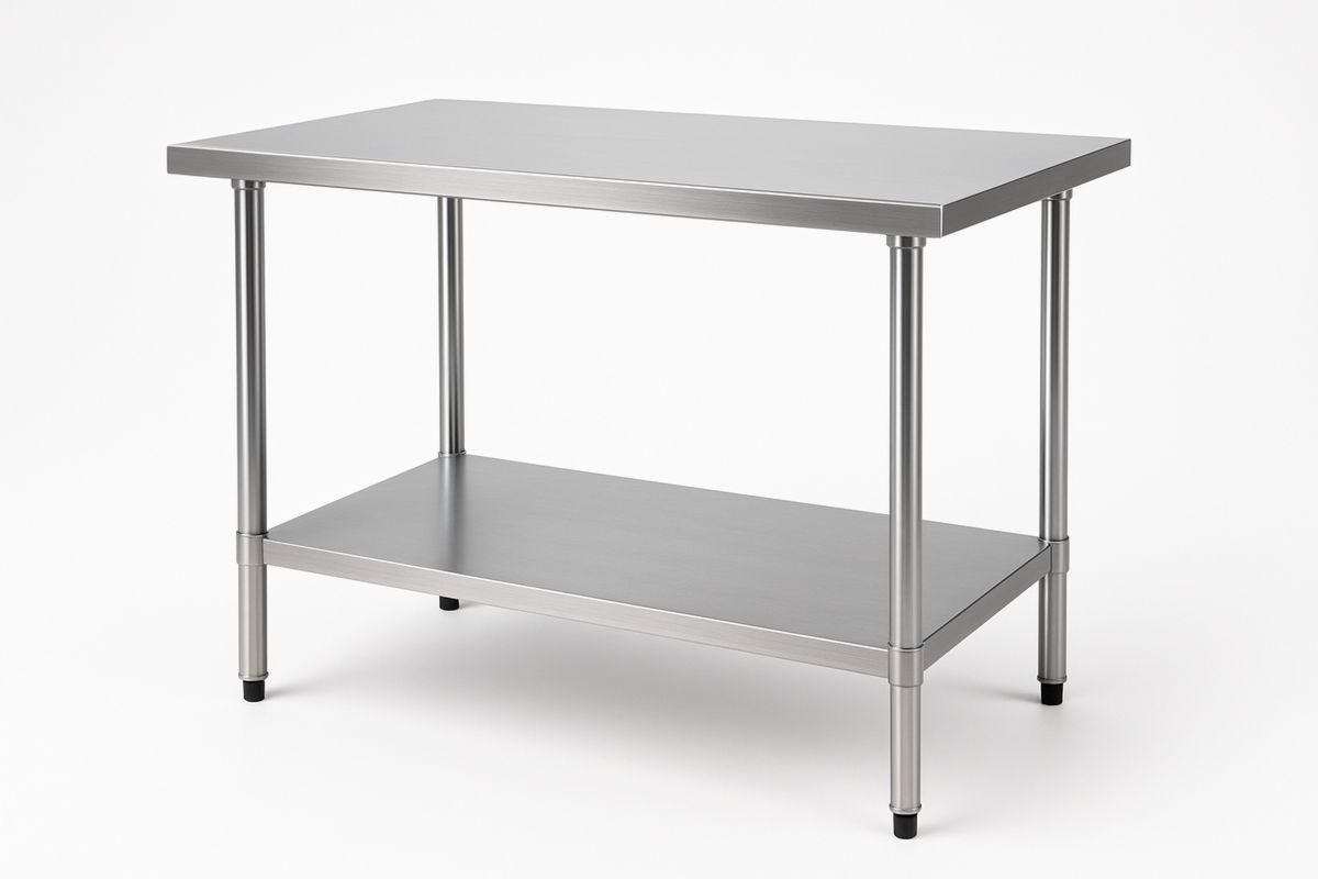 Edelstahl Arbeitstisch rechteckig Silber 120x60x85cm-Lumidomusvivo