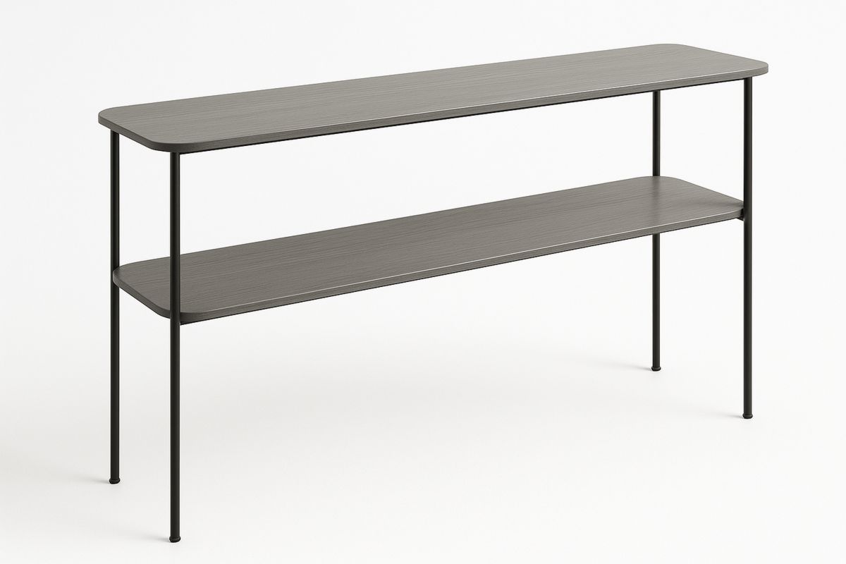 Konsolentisch Metallgestell Holzoberfläche Schwarz/Braun 120x30x75 cm-Lumidomusvivo