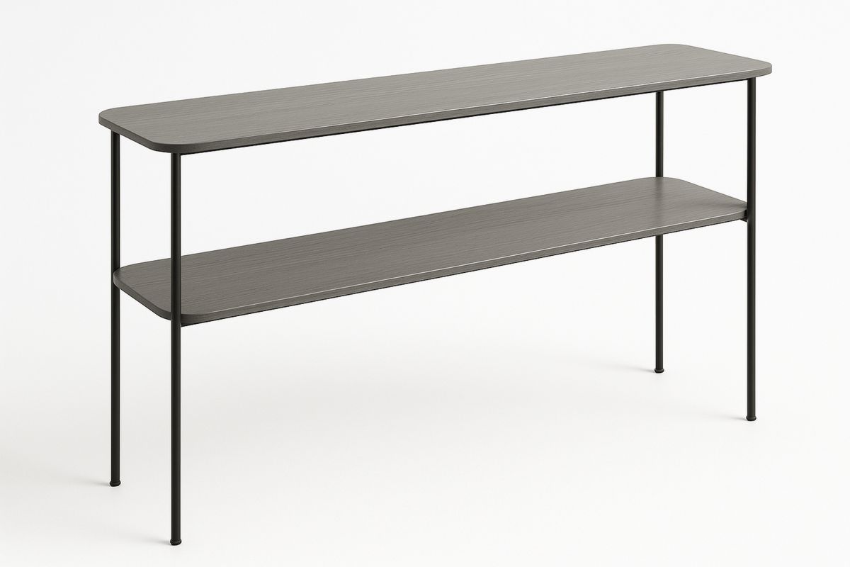 Konsolentisch Metallgestell Holzoberfläche Schwarz/Braun 120x30x75 cm-Lumidomusvivo