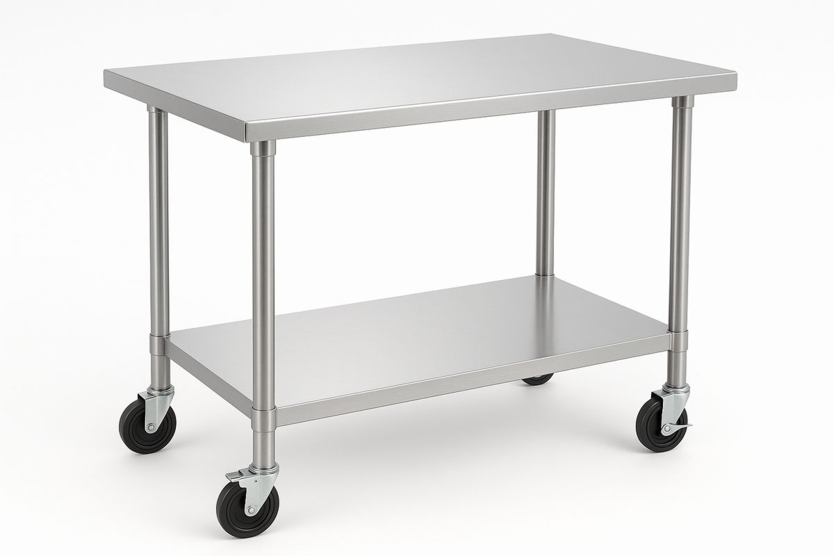 Edelstahl Rolltisch Silber 120x60x85cm-Lumidomusvivo