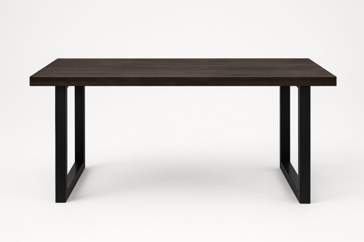 Esstisch Dunkelbraun MDF 180x90x75 cm Metall Schwarz-Lumidomusvivo