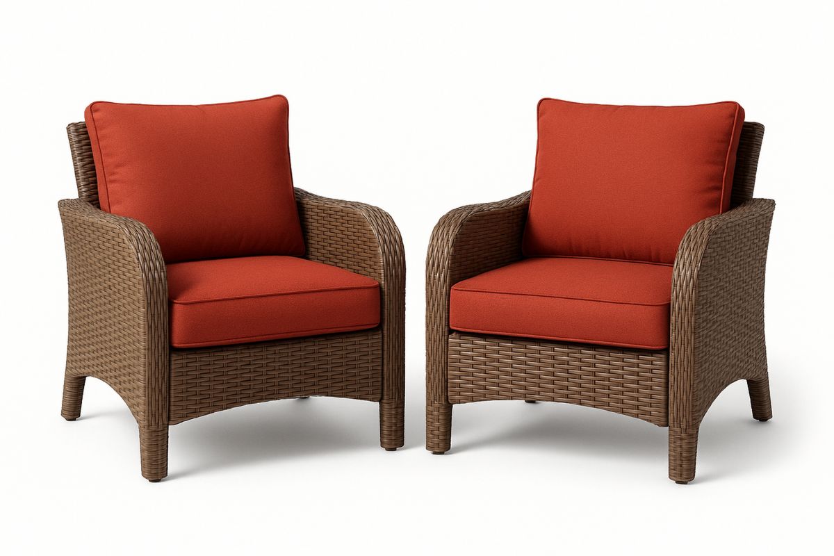 Gartenstuhl-Set aus Polyrattan Rot/Braun mit Polyester-Kissen-Lumidomusvivo