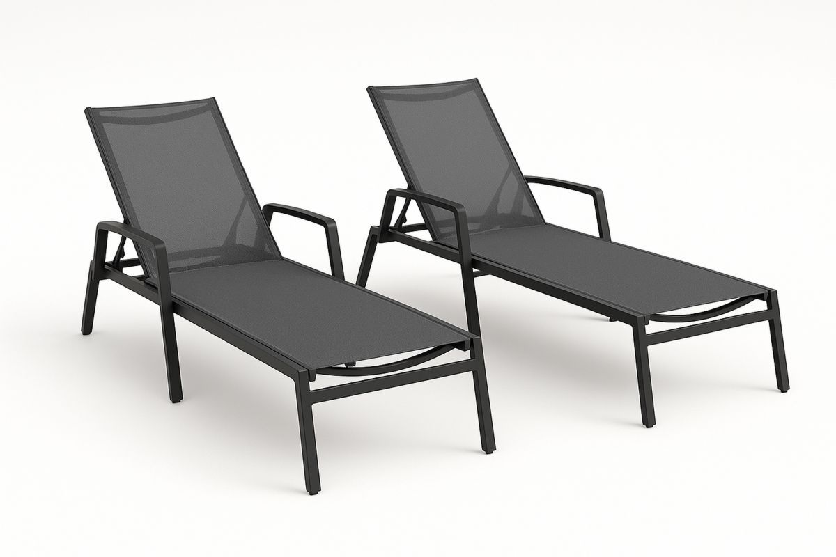 Set aus 2 Liegestühlen Aluminium Textilene Schwarz-Lumidomusvivo