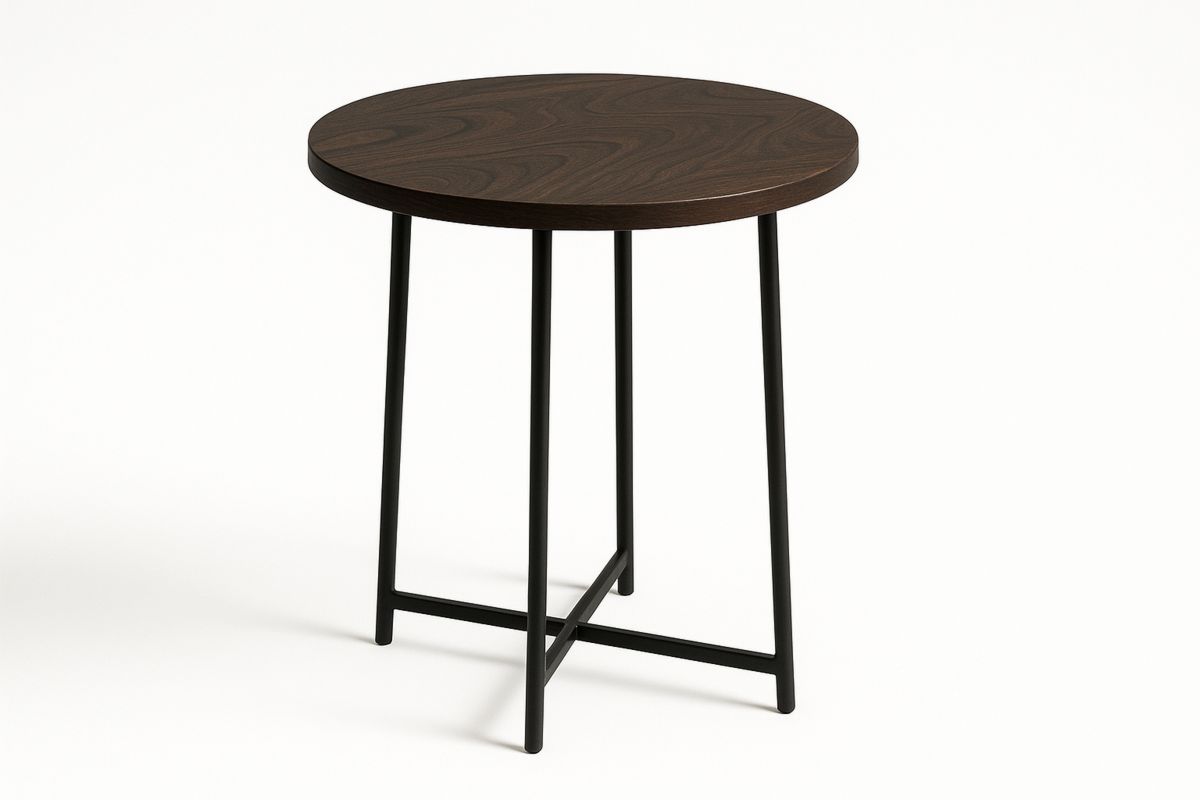 Runder Beistelltisch Holz Dunkelbraun Metall 45 cm-Lumidomusvivo