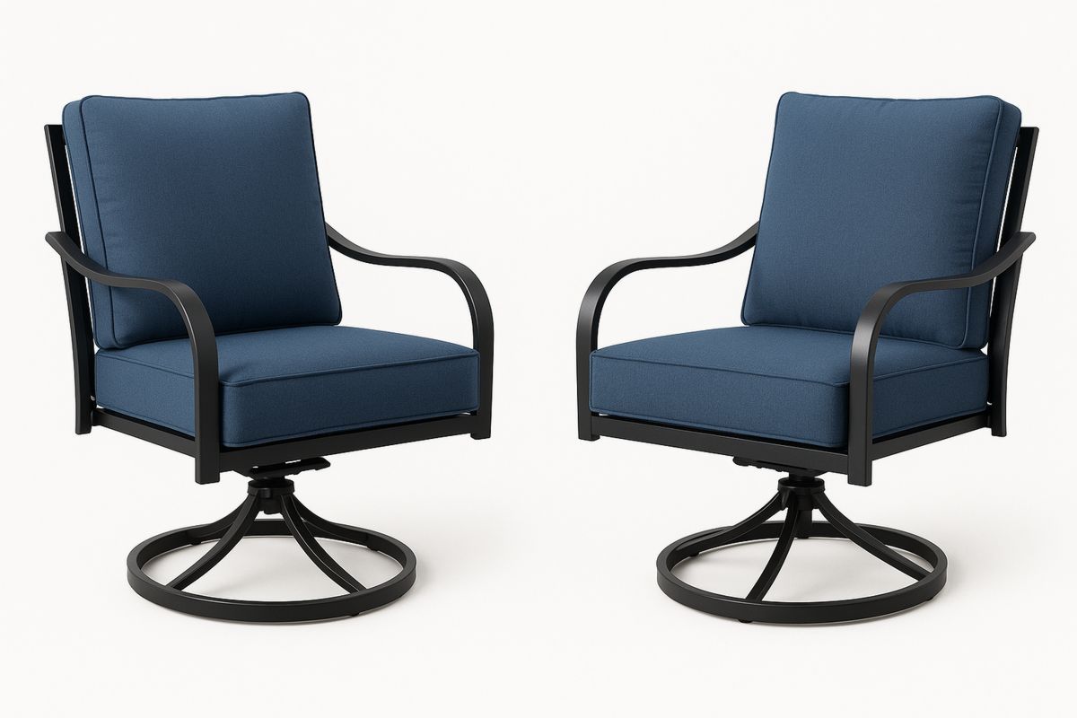 Set aus 2 drehbare Stühle Aluminium Blau Polyester Polsterung-Lumidomusvivo