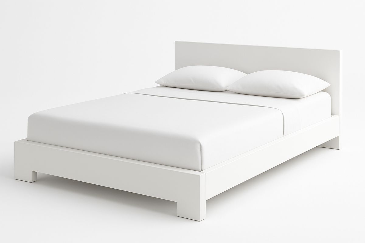 Weißes Doppelbett aus Holz mit Matratze und Kissen 200x180 cm-Lumidomusvivo