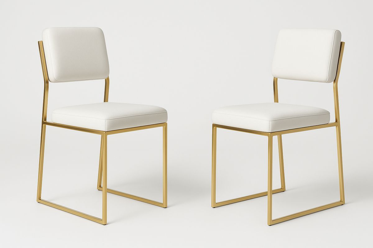 2er Set Stühle Gold Weiß Kunstleder-Lumidomusvivo