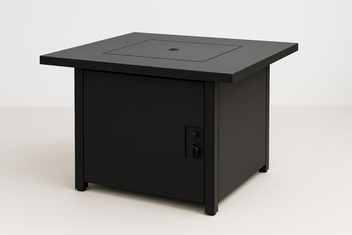 Feuertisch quadratisch Metall Schwarz 80cm x 80cm x 60cm-Lumidomusvivo