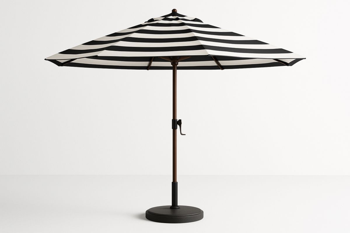 Terrassenschirm Rund Schwarz/Weiß Streifen Polyester 250 cm-Lumidomusvivo