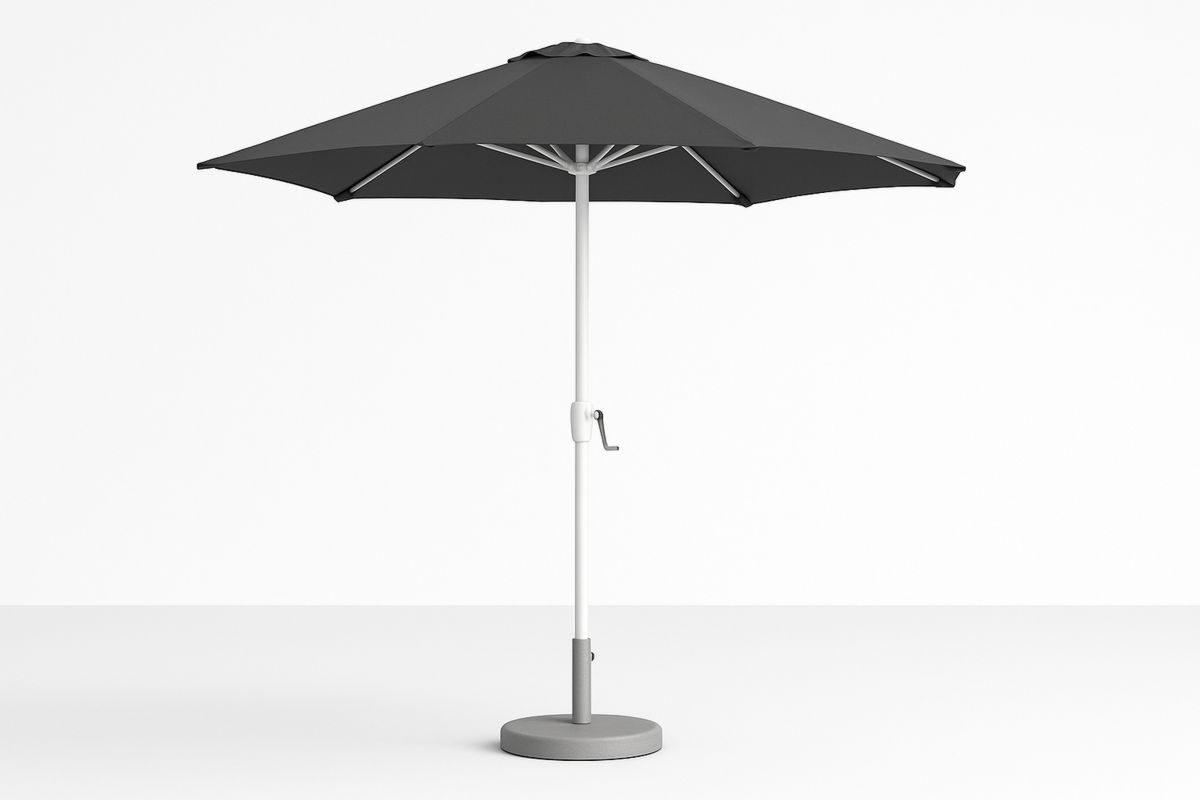 Gartenschirm rund Dunkelgrau aus Aluminium und Polyester-Lumidomusvivo