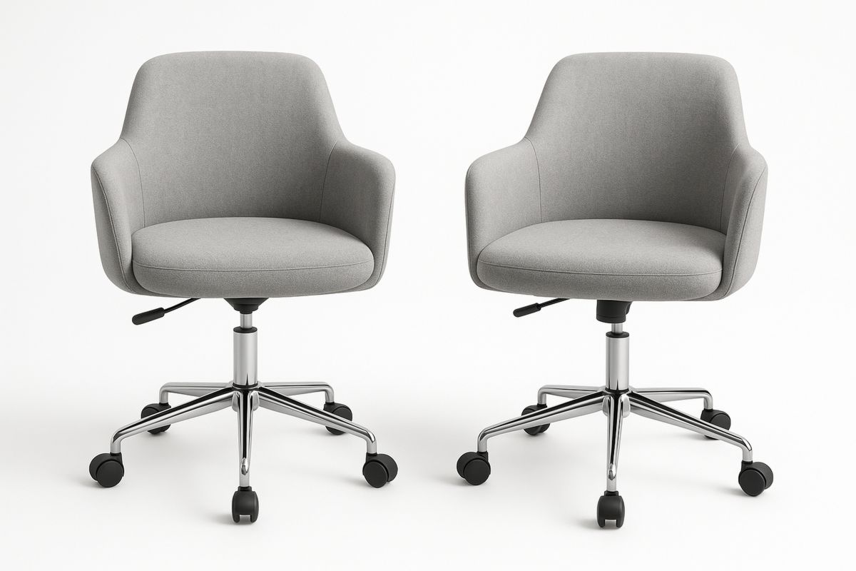 Bürostuhl Set Grau Stoff Metallbasis verstellbar-Lumidomusvivo