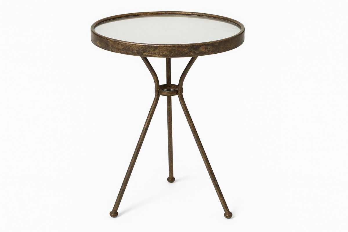 Runder Beistelltisch Metall Glas 61cm Bronze-Lumidomusvivo