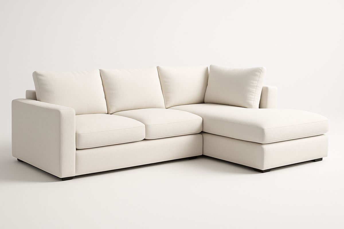 Ecksofa Creme Textil 300cm Polyurethan-Schaumstoff-Lumidomusvivo