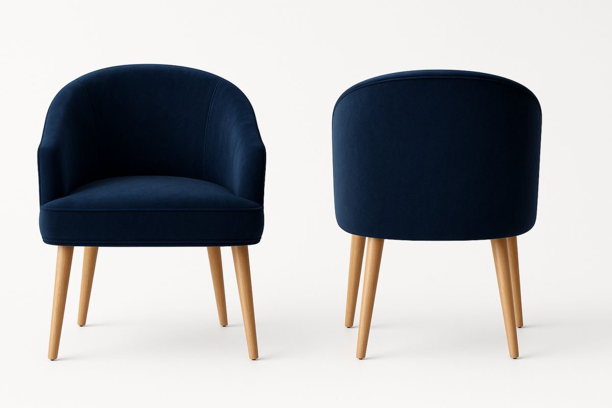 Polsterstuhl Samt Dunkelblau Kiefernholz-Lumidomusvivo