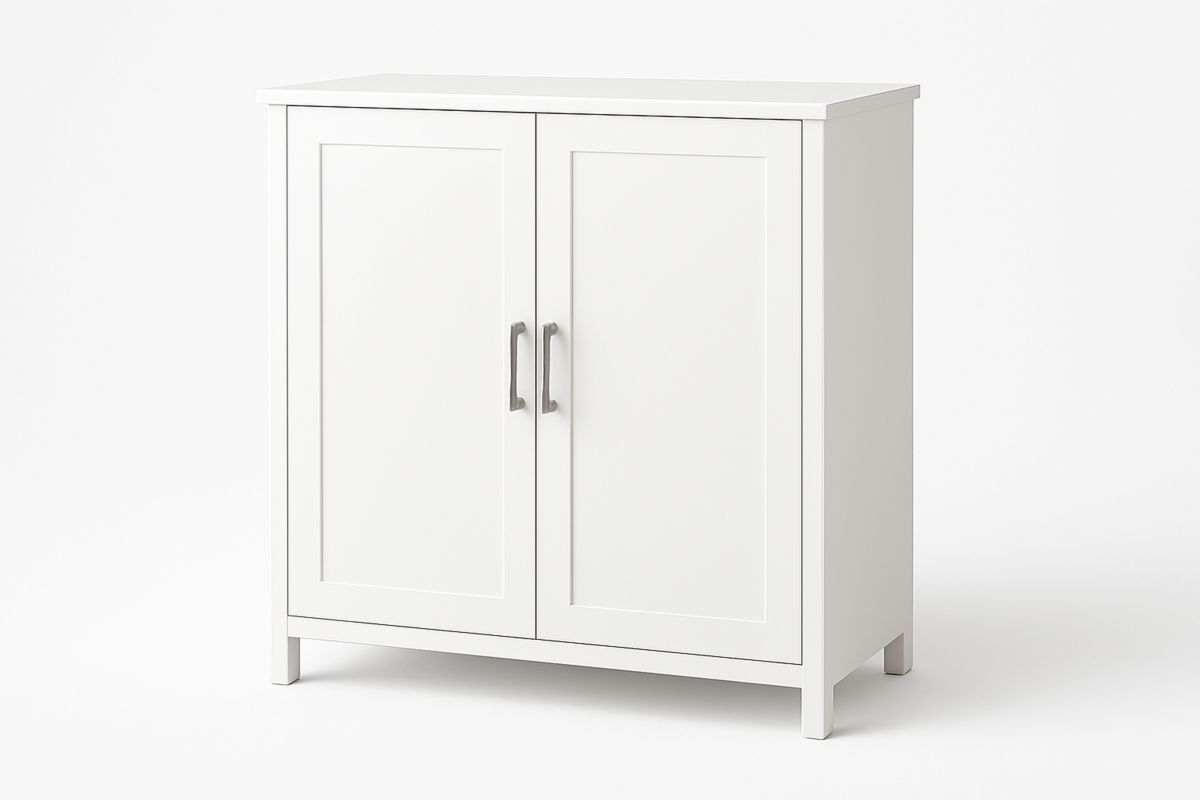 Holzschrank mit zwei Türen in Weiß 80x35x90cm-Lumidomusvivo