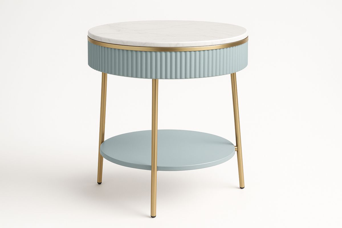 Runder Beistelltisch mit Marmoroberfläche und Metallbeinen-Lumidomusvivo