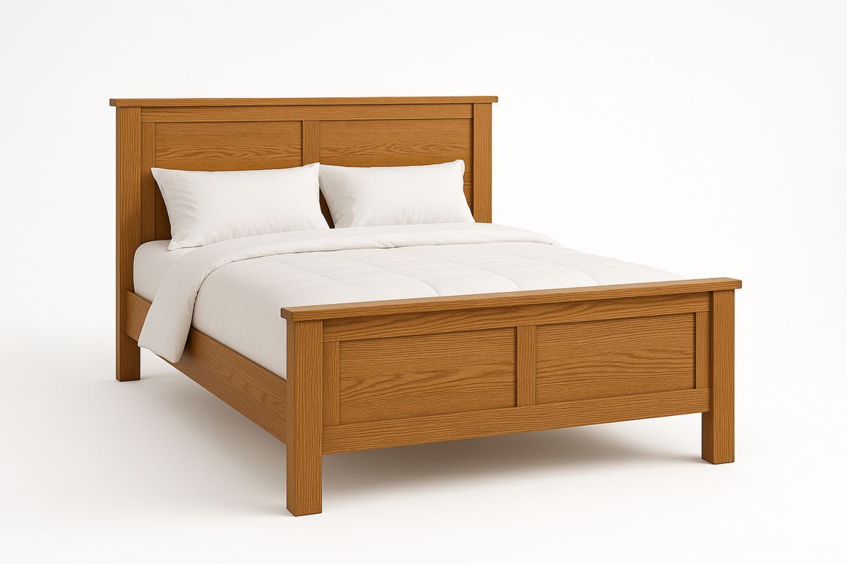 Eichenholzbett 200x160 cm Braun mit Matratze und Kissen-Lumidomusvivo