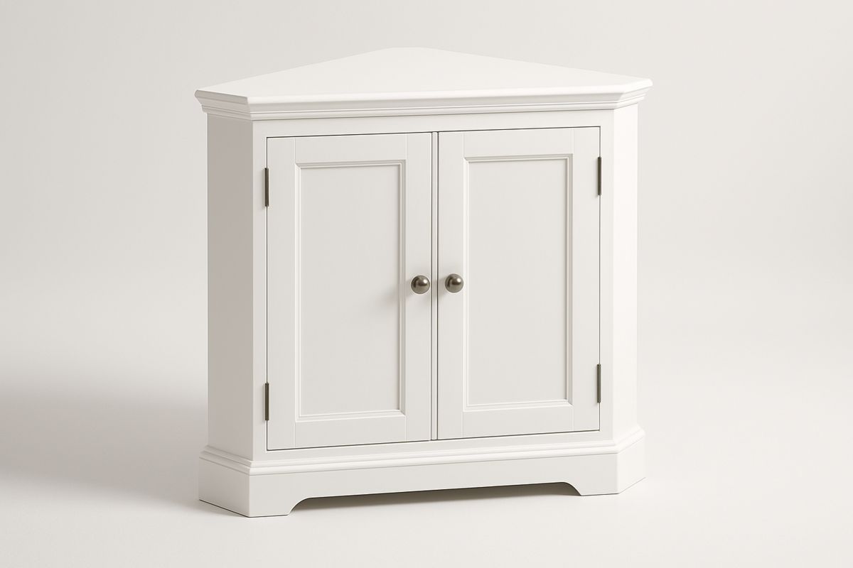 Eckschrank Holz Weiß 2 Türen MDF 80x76.5x40 cm-Lumidomusvivo