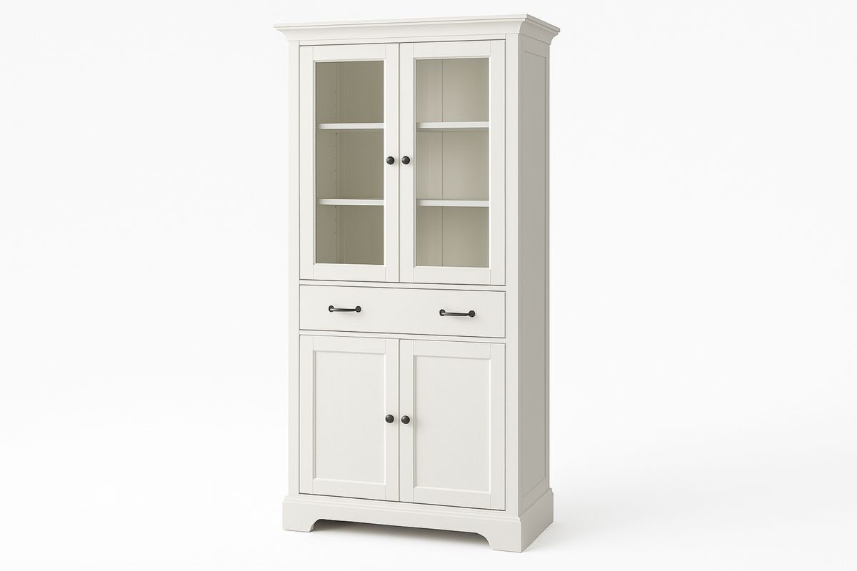 Vitrine Schrank MDF Weiß mit Glastüren 190x80x40 cm-Lumidomusvivo