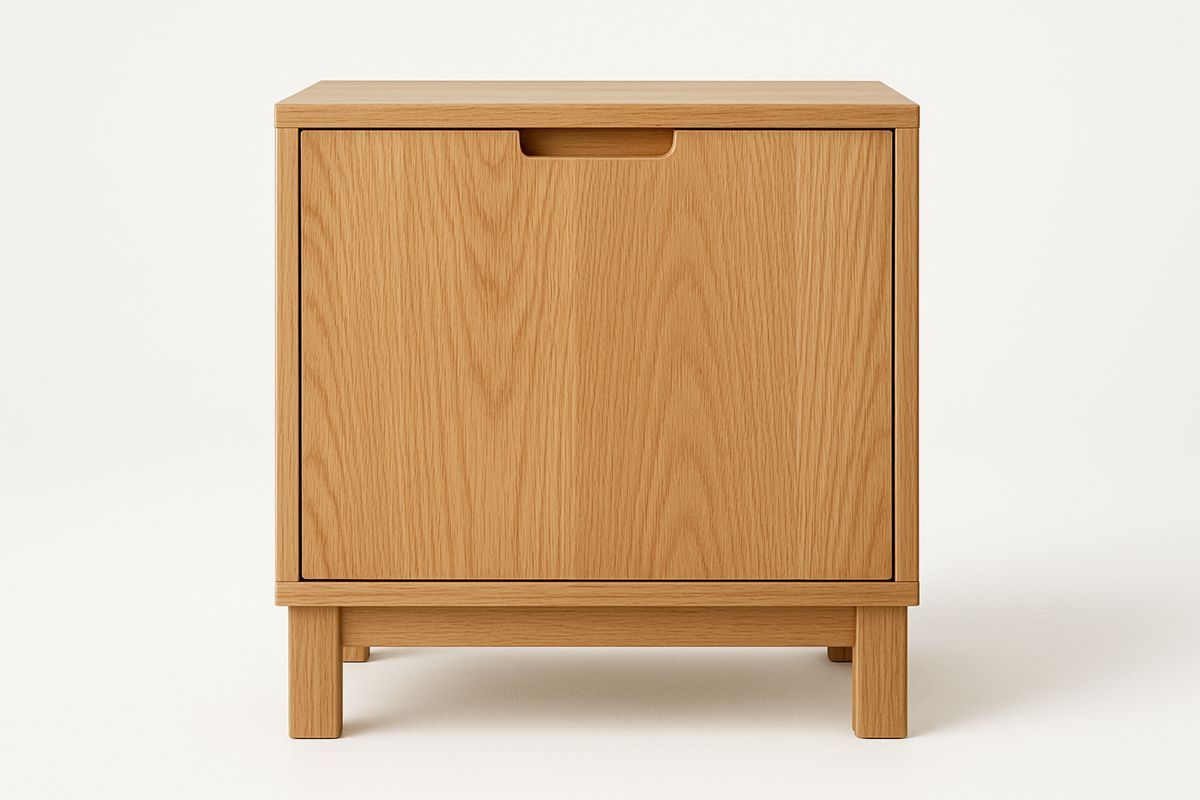 Quadratischer Dekoschrank aus MDF mit Eichenfurnier, 60 × 60 × 40 cm-Lumidomusvivo