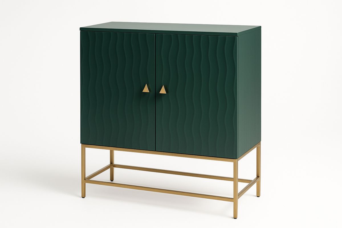 Sideboard mit Wellendesign und goldfarbenem Gestell Grün 100x80x40cm-Lumidomusvivo