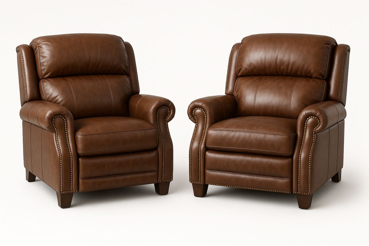 Set aus 2 Ledersesseln mit Nietenverzierung-Lumidomusvivo