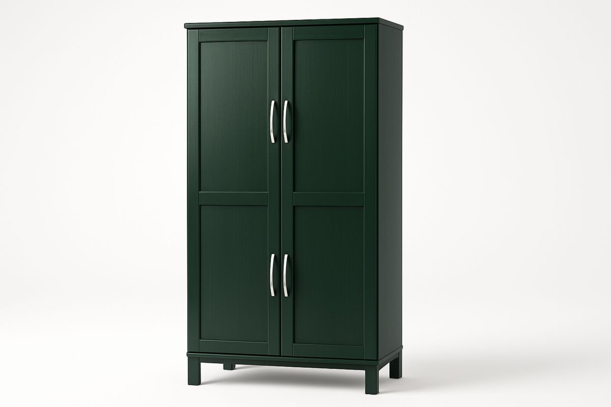 Holzschrank mit Doppeltüren in Dunkelgrün, 180 x 90 x 50 cm-Lumidomusvivo