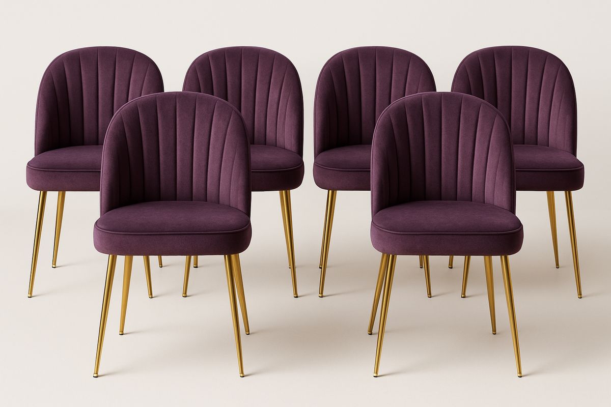 Esszimmerstuhl Set 6-teilig Samt Violett Metall Stuhlbeine-Lumidomusvivo