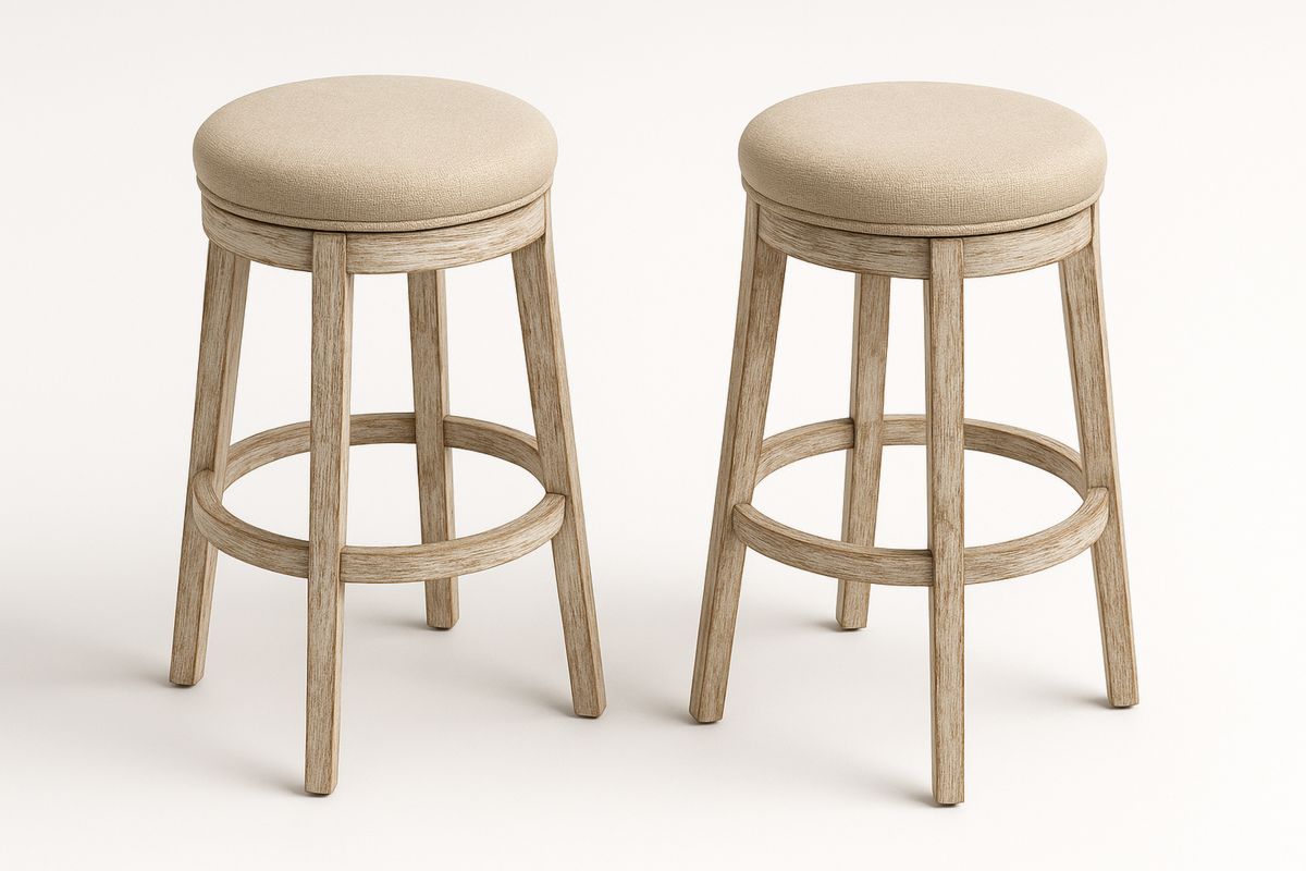 Barhocker Set mit Leinenbezug und Holzgestell 75cm-Lumidomusvivo