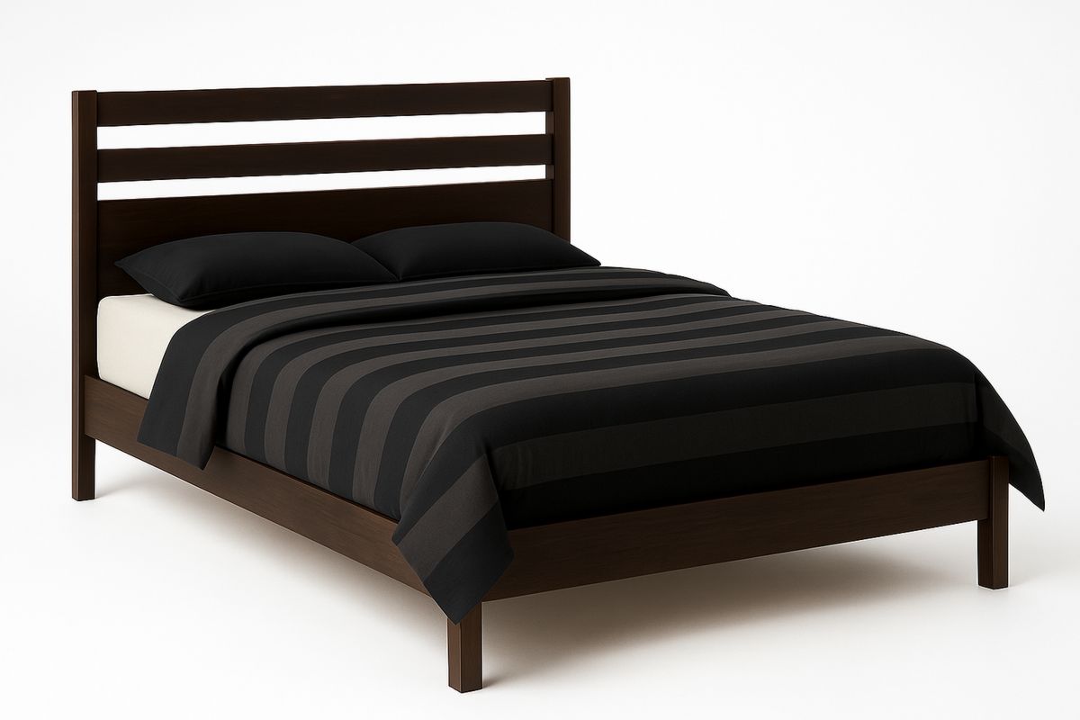 Holzbett Dunkelbraun 200x160cm mit Bettwäsche-Set-Lumidomusvivo