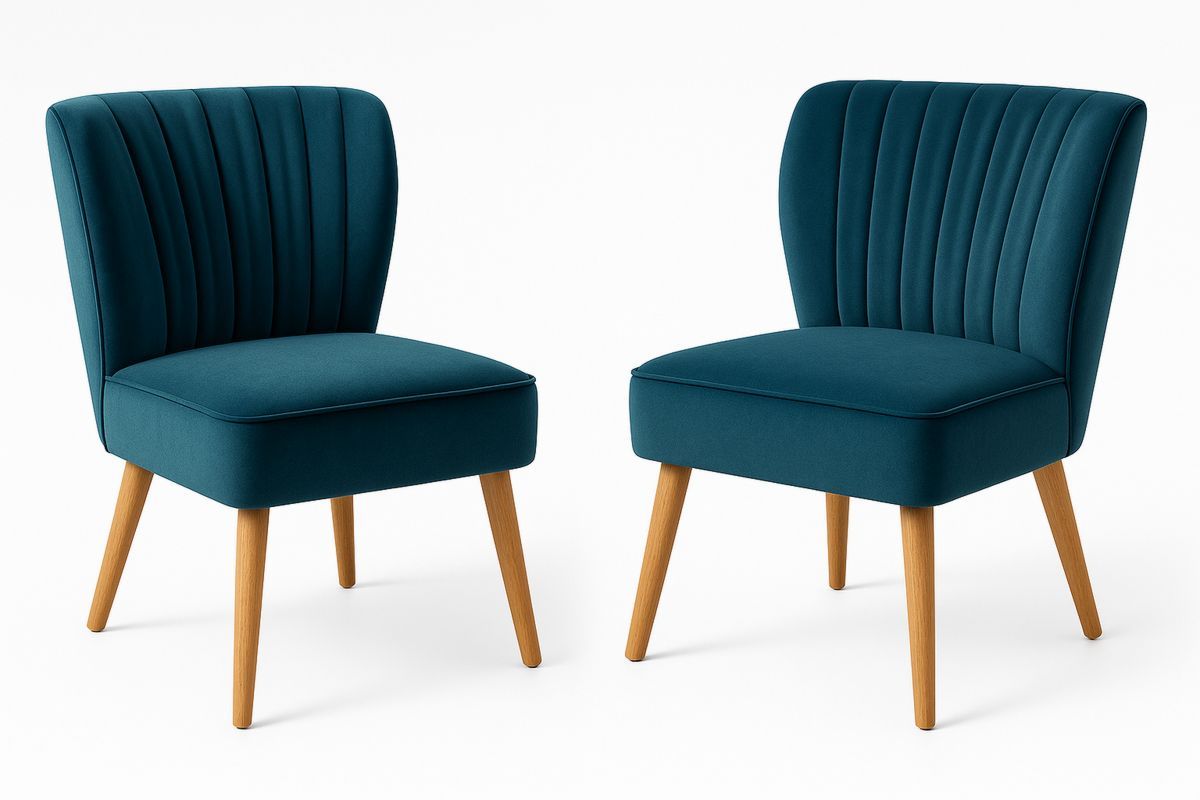 2er-Set Polsterstühle Polyester Petrol Holzbeine-Lumidomusvivo