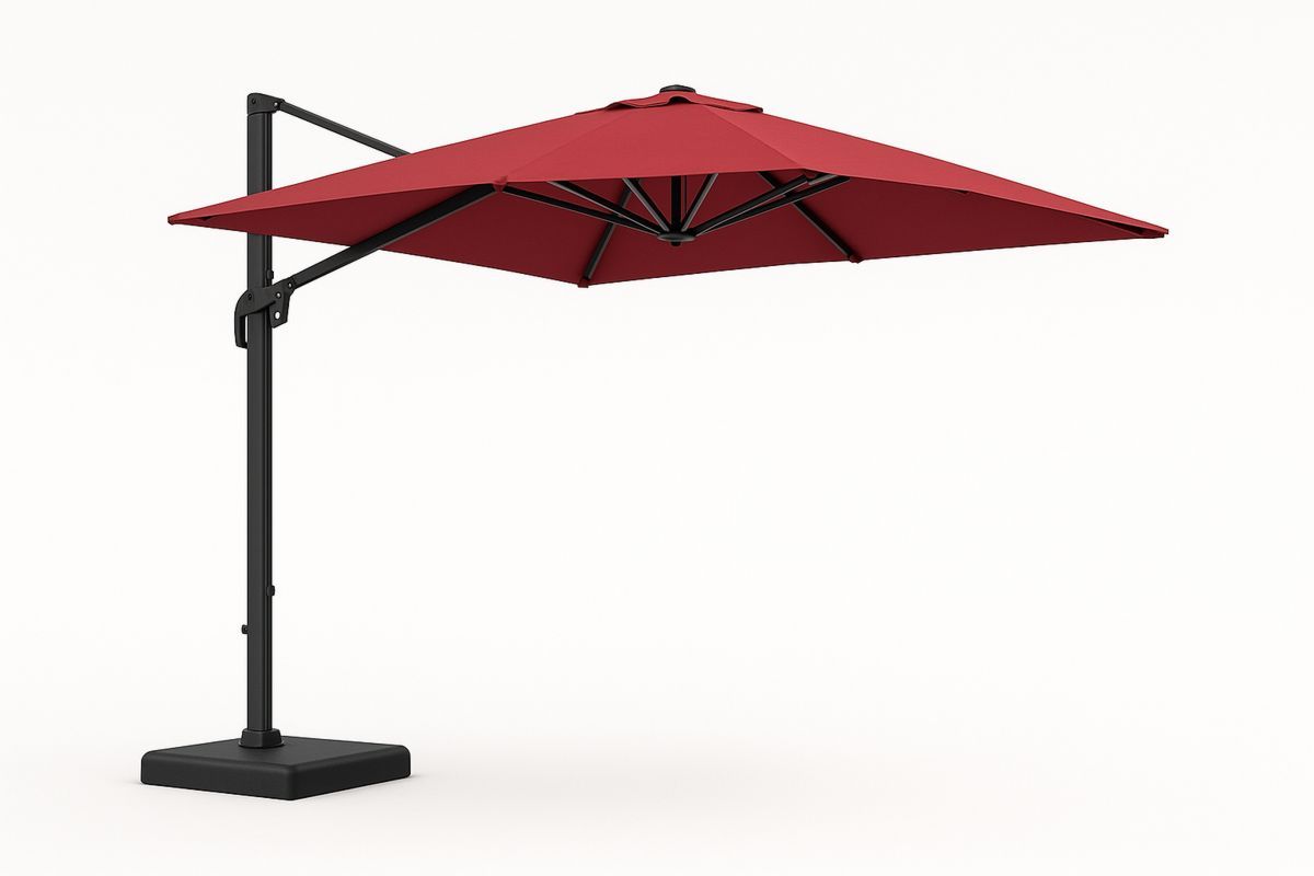 Runder Ampelschirm aus Polyester und Aluminium, Rot, 3m-Lumidomusvivo