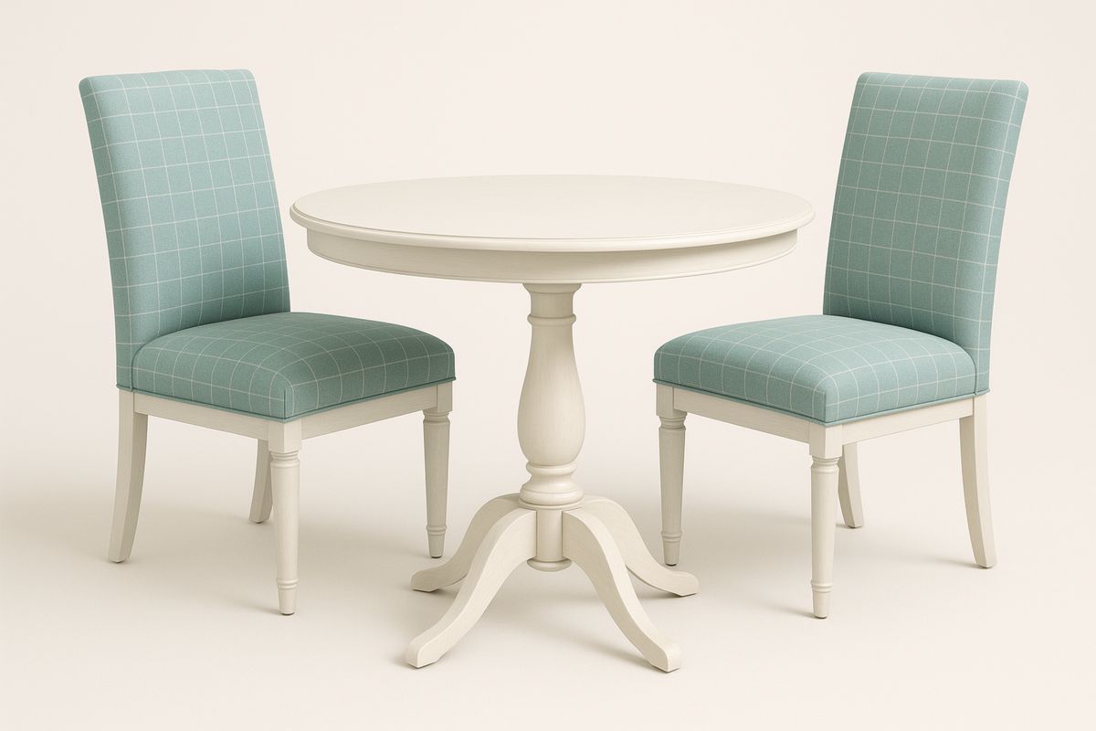 Runder Esstisch Set Holz Weiß/Mintgrün-Lumidomusvivo