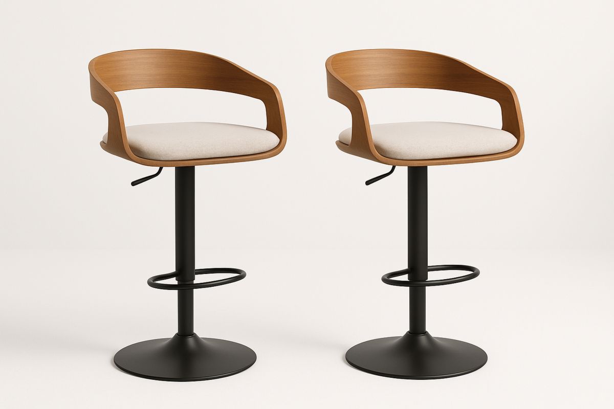 Barhocker Set Holz Metall Beige-Lumidomusvivo