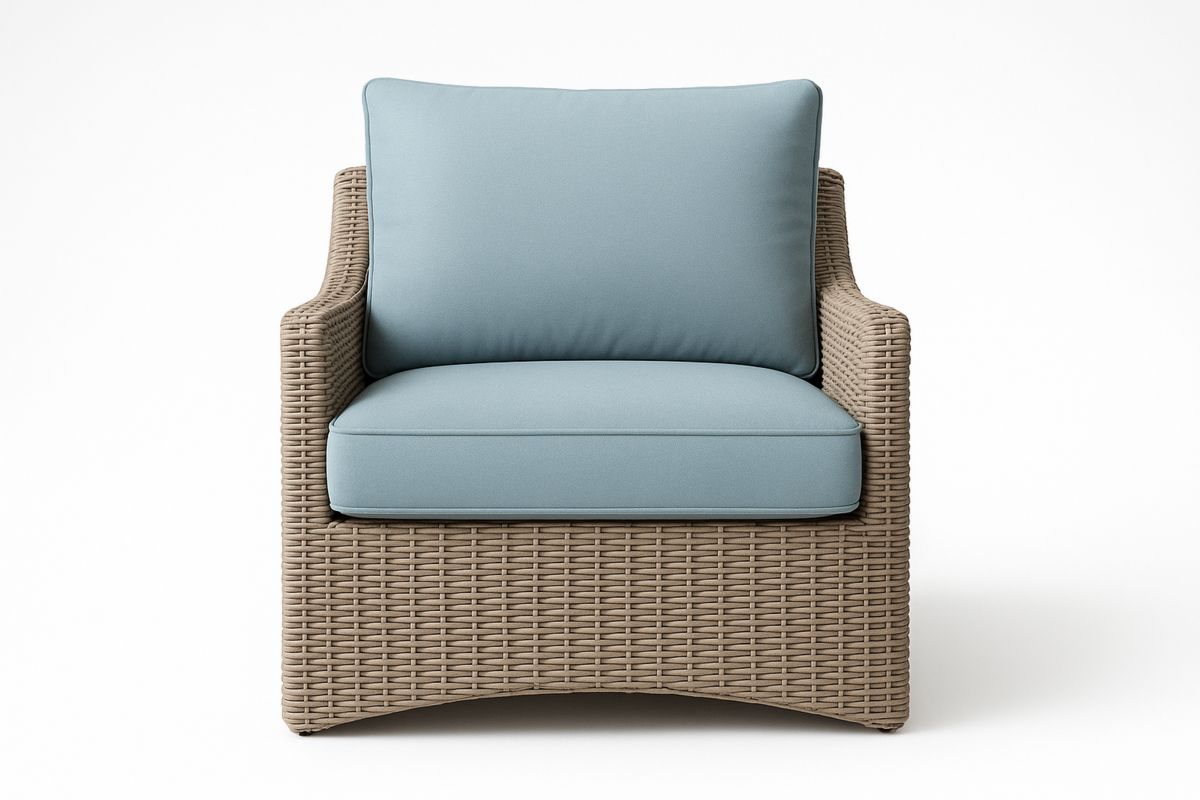 Gartensessel Rattan Beige Blau 80x75x90cm Polyrattan Polyester-Lumidomusvivo