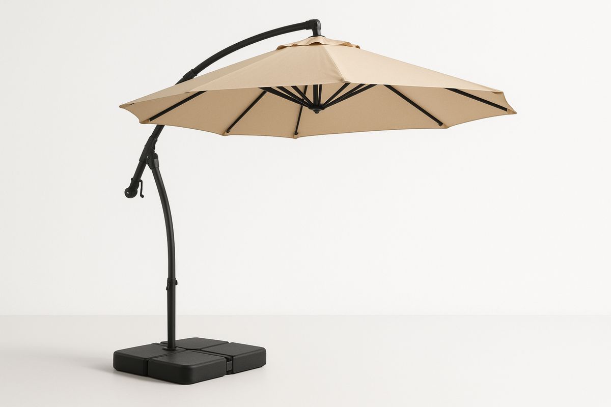 Ampelschirm rund Beige 3m Polyester Aluminiumgestell-Lumidomusvivo