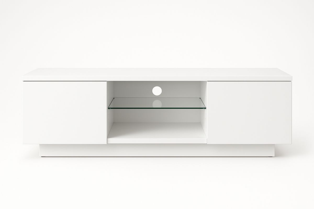 TV-Möbel Spanplatte Weiß 140x45x40cm Gehärtetes Glas-Lumidomusvivo