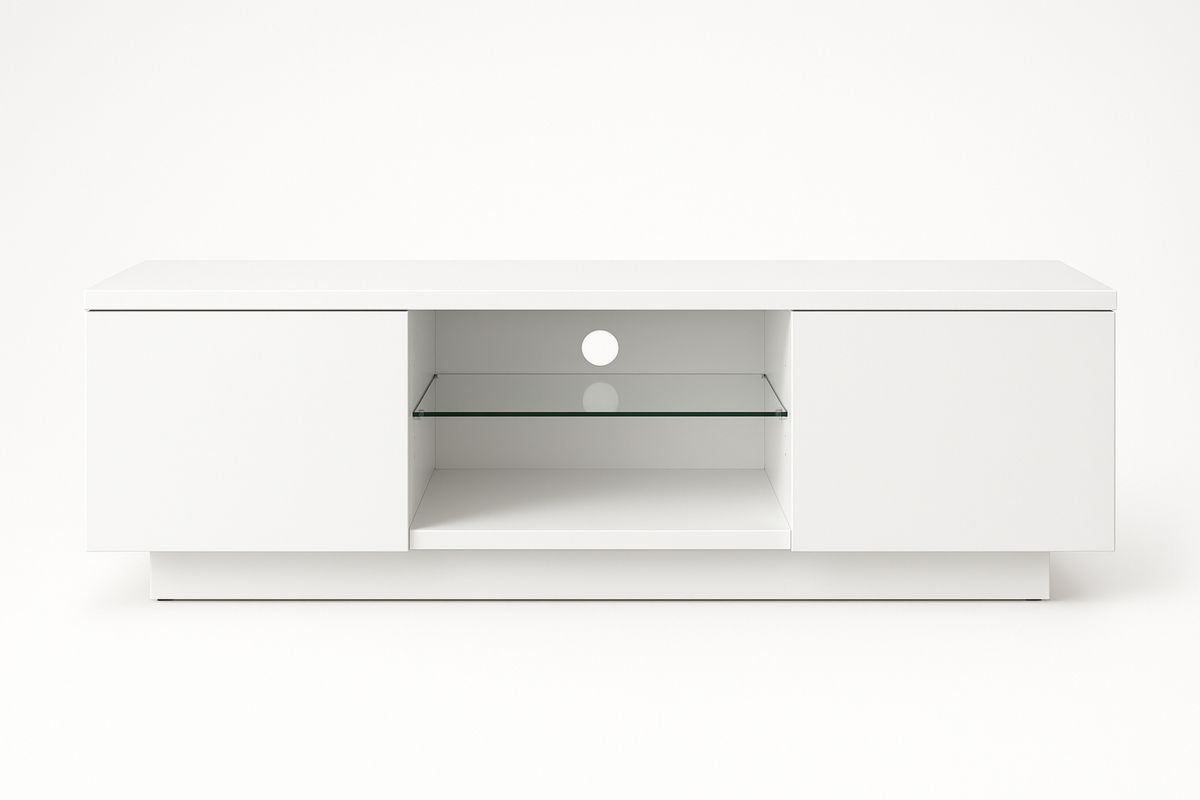 TV-Möbel Spanplatte Weiß 140x45x40cm Gehärtetes Glas-Lumidomusvivo