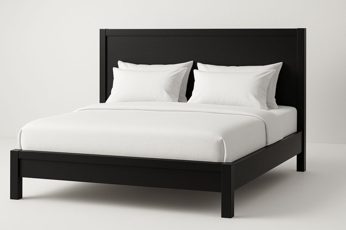Schwarzes Massivholzbett 200 x 160 cm-Lumidomusvivo