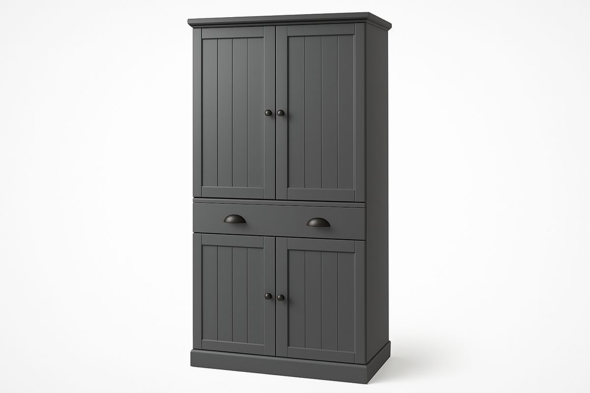 Schrank aus MDF mit 4 Türen und Schublade in Dunkelgrau-Lumidomusvivo