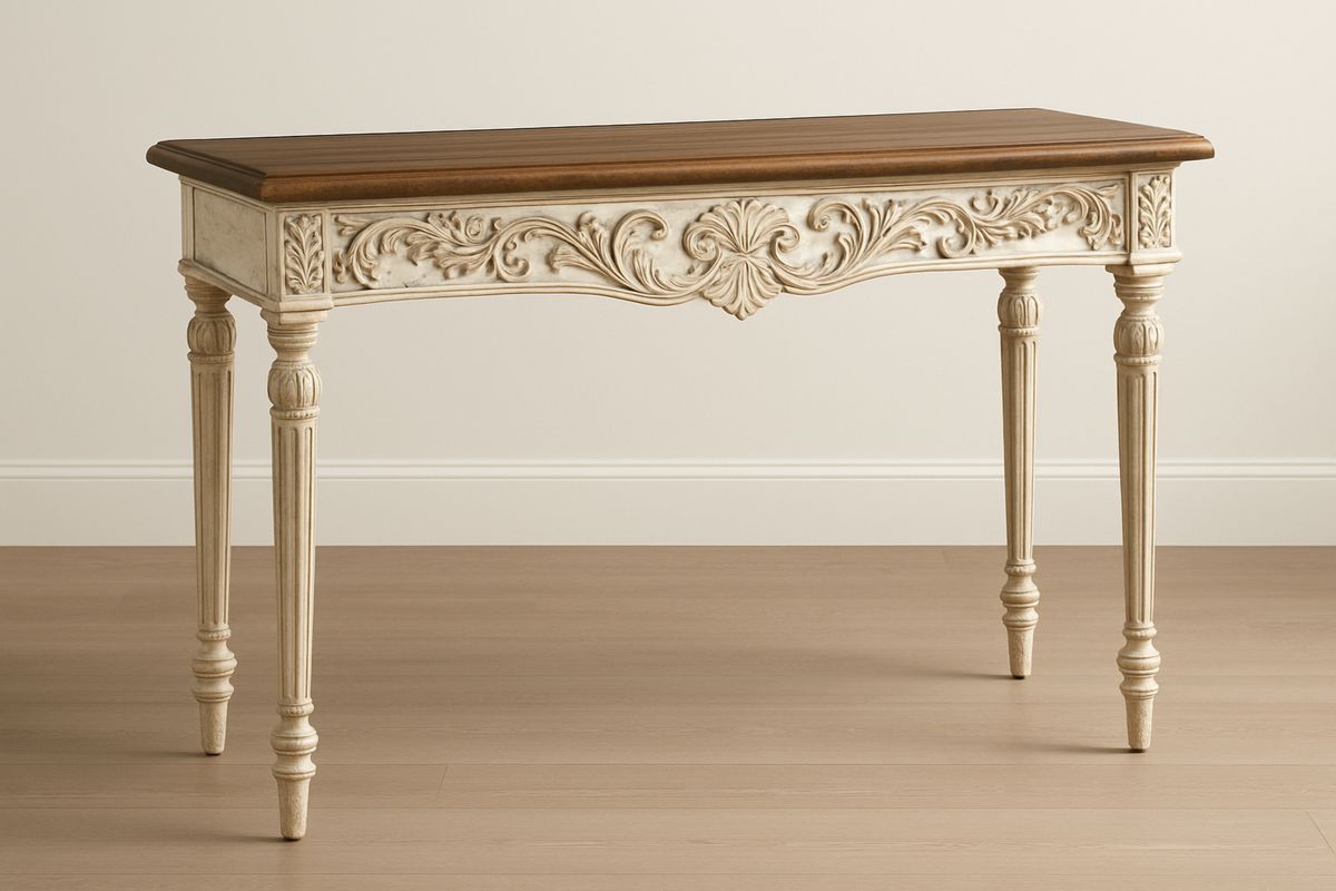 Konsolentisch, antikweiß/braun, 120 × 40 × 78 cm-Lumidomusvivo