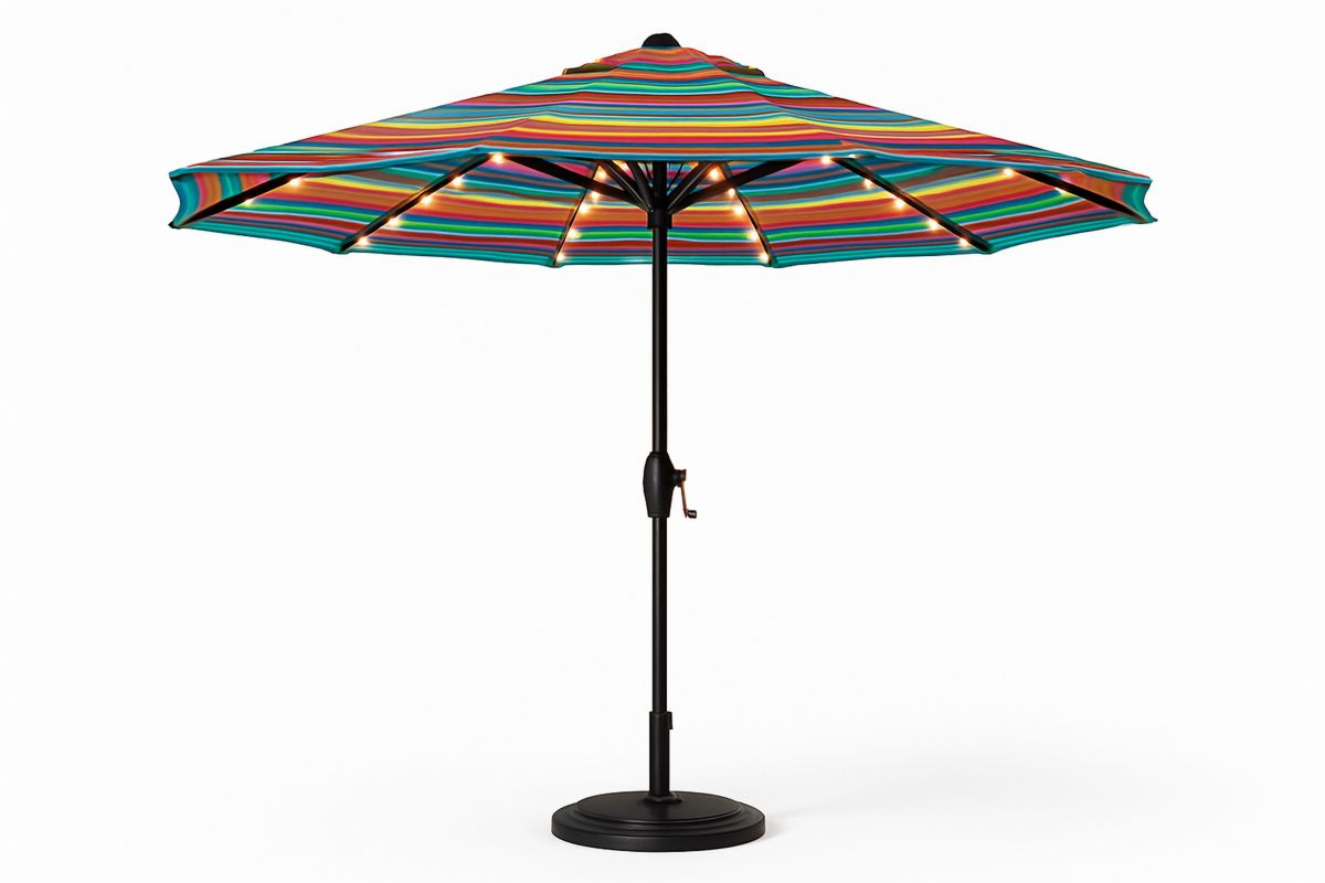 LED Sonnenschirm mit Streifenmuster 300 cm Polyester Stahl-Lumidomusvivo