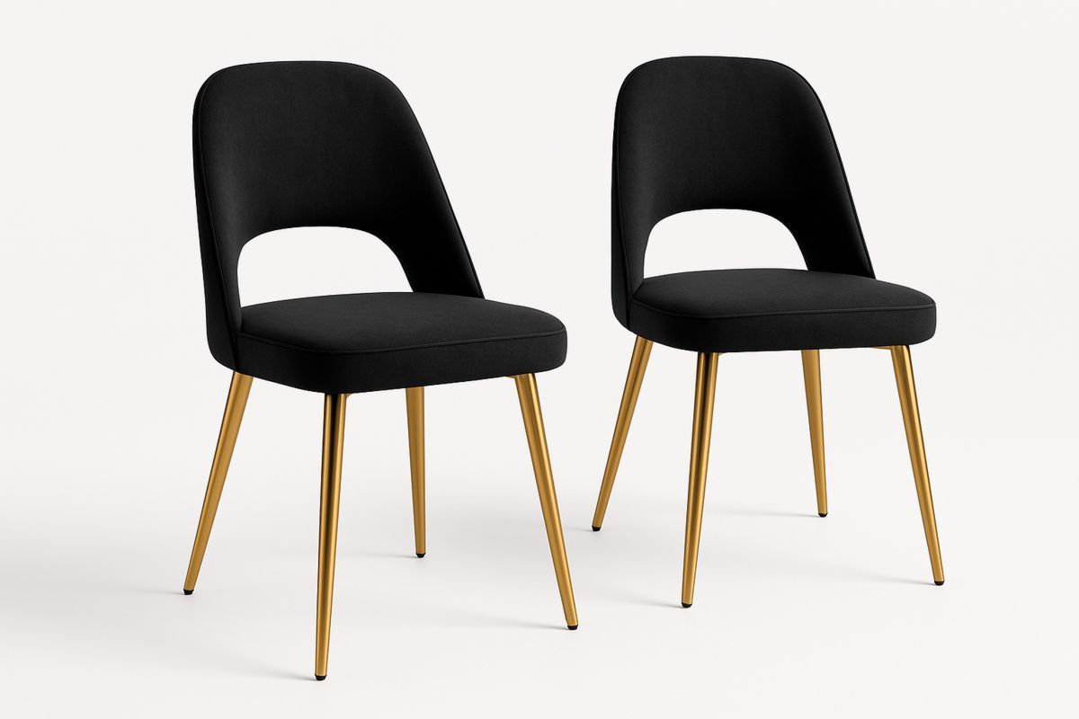 Esszimmerstuhl Set Schwarz Stoff Gold Metallbeine-Lumidomusvivo