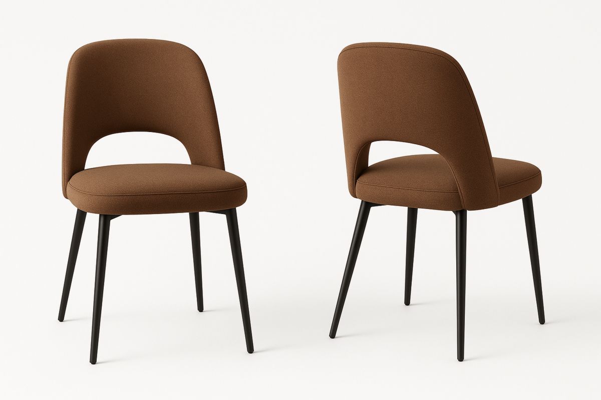 Esszimmerstuhl aus Polyestergewebe Braun mit Metallbeinen-Lumidomusvivo
