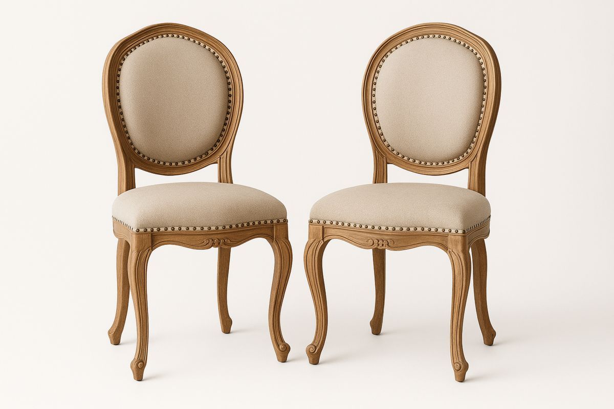 Esszimmerstühle Set Leinen Beige Holz-Lumidomusvivo